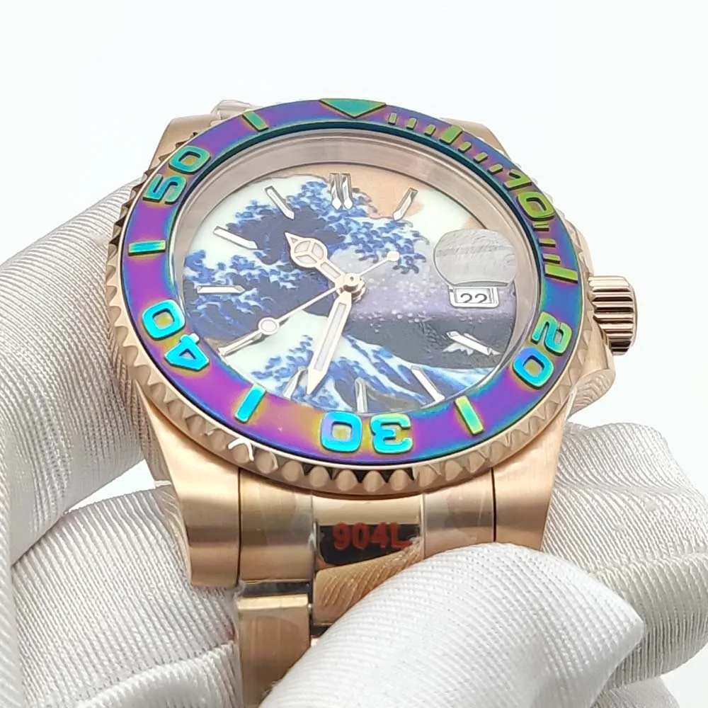 Men\'s Luxury Fashion Mechanical Watch NH35 Movement Sapphire Glass Fully Luminous Sterile Dial Watch Rose Gold Waterproof Watch