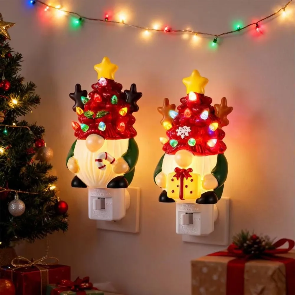 3D Drop Ornament Christmas Tree Night Light Warm Light Soft Light Vintage Nightlight Realistic Design Holiday Lighting