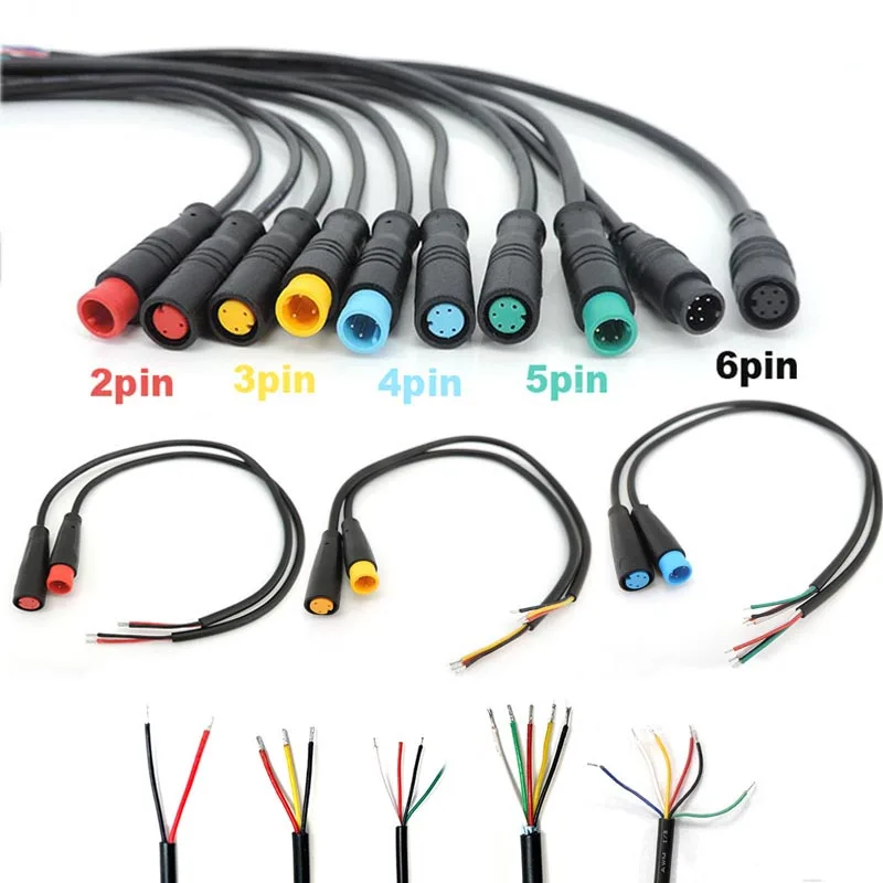 25cm E-bike M8 Cable 2pin 3pin 4 5 6Pin Electric Bicycle Butt Joint Plug Wiring Line Scooter Brake Wire Signal Connecting Sensor