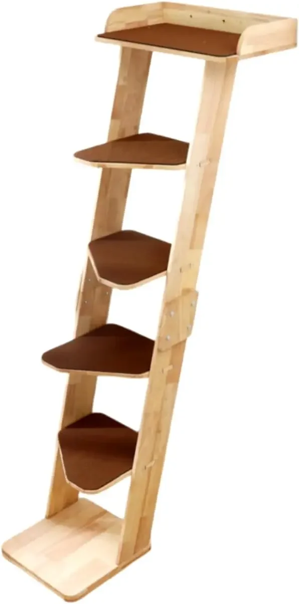

Wood Cat Climbing Ladder Tree Tower Leaning Perch Platform Wall Window Solid Multiple Cats Level