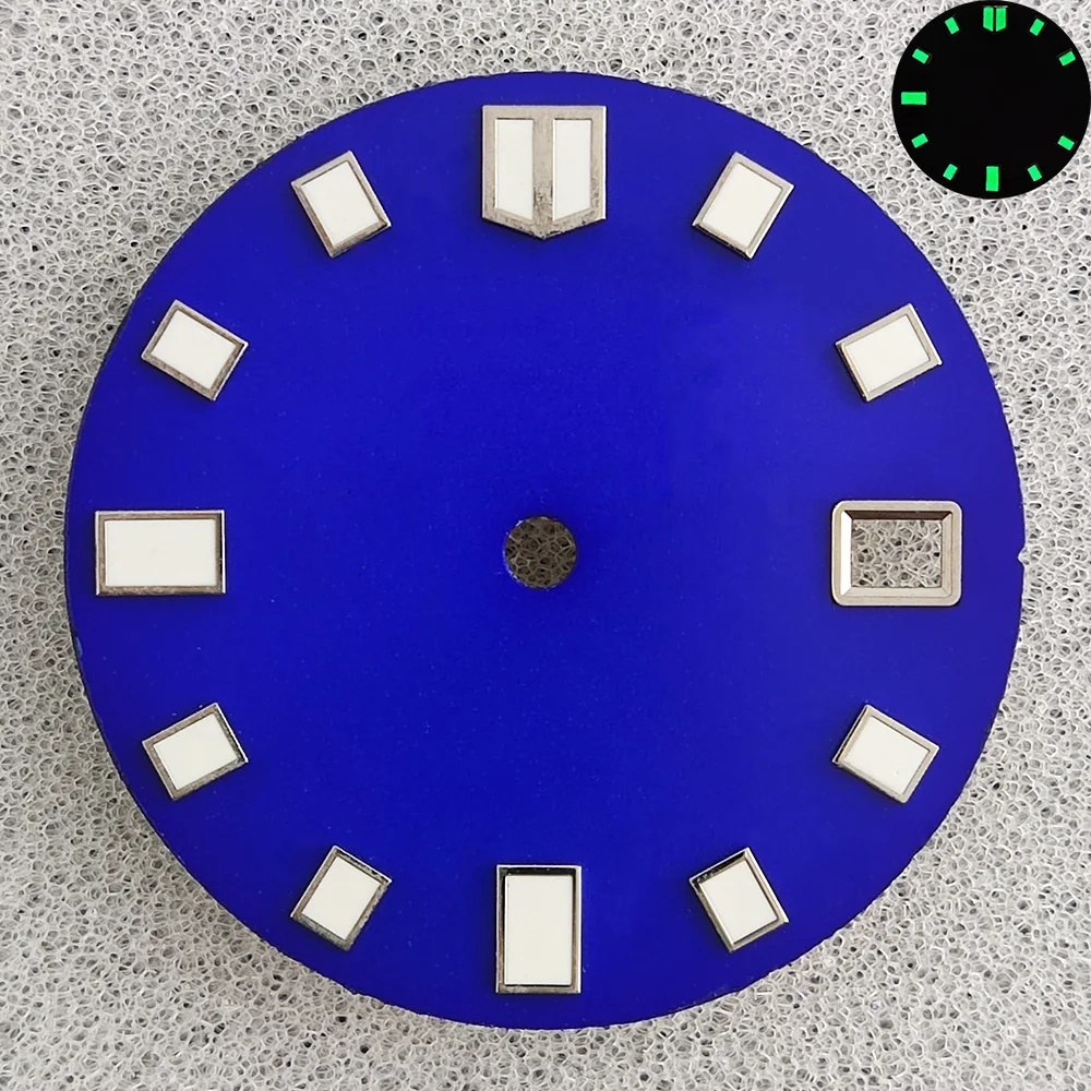 Esfera de reloj de 28,5mm adecuada para movimiento NH35/36, esfera luminosa verde, accesorios de reloj