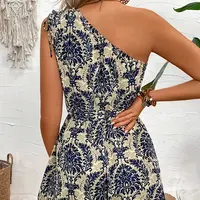 Women's V Neck Short Sleeve Jumpsuit Plant Print bohemian Summer Casual Comfortable Daily Wear for Picnic Parties Outings - Image 4