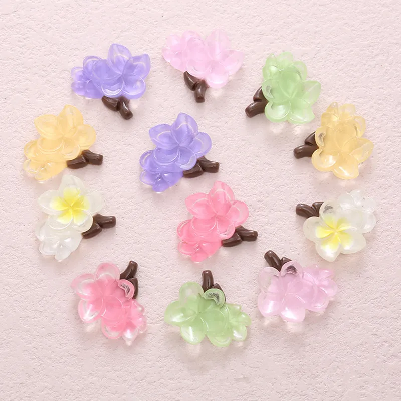 10pcS Colour Petal Resin DIY Ear Stud Icebox Shoes Hat Barrette Mobile Phone Case Decoration Cream Glue Clothes Flat Back Patch