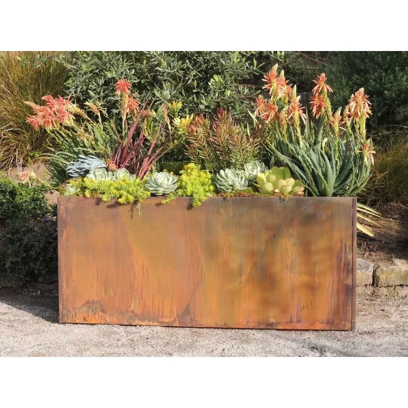 Corten Steel Trough Planter, 20" x 40" x 20"