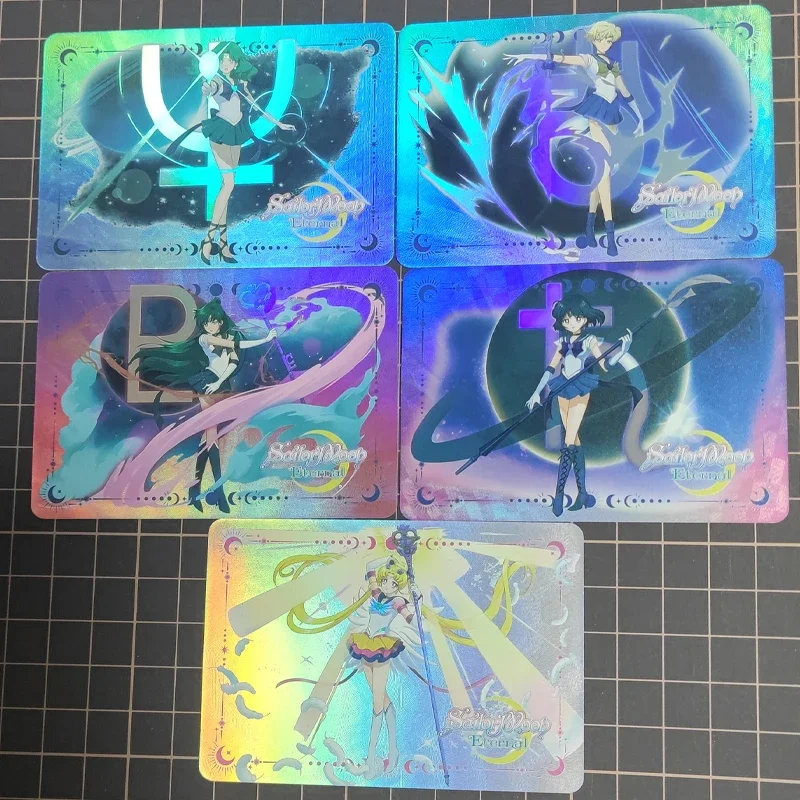 11pcs/set Sailor Moon Tsukino Usagi Aino Minako Mizuno Ami Self Made Refraction Flash Card Anime Classics Game Collection Cards