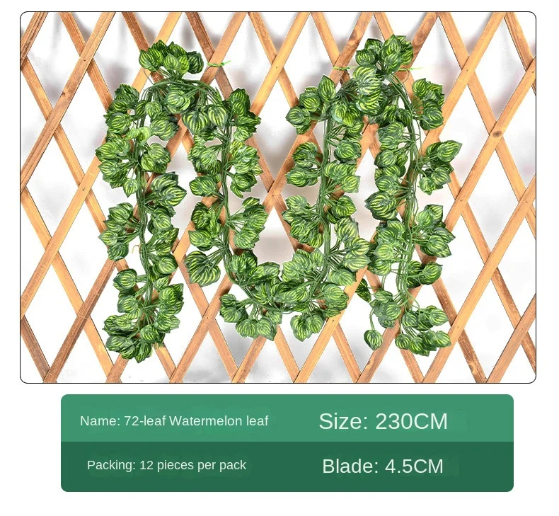 2.1M Artificial Plant Green Ivy Leaf Garland Silk Wall Hanging Vine Home Garden Decoration Wedding Party DIY Fake Wreath Leaves