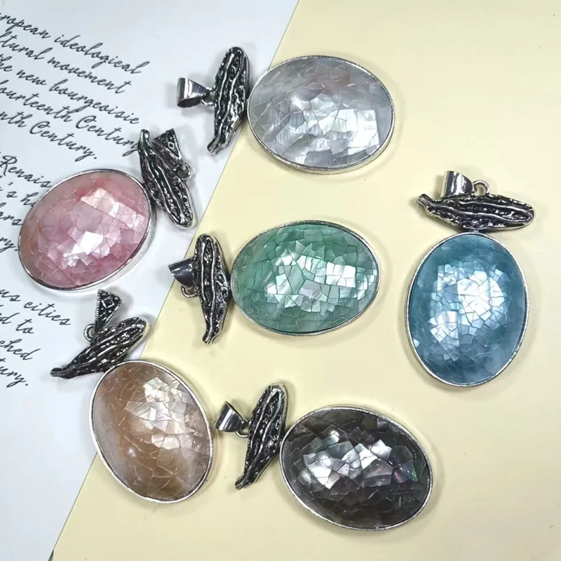 Mainstream Cracked Shell Diy Jewelry Black Shell Dyed Shell Inlay Accessories Pendant