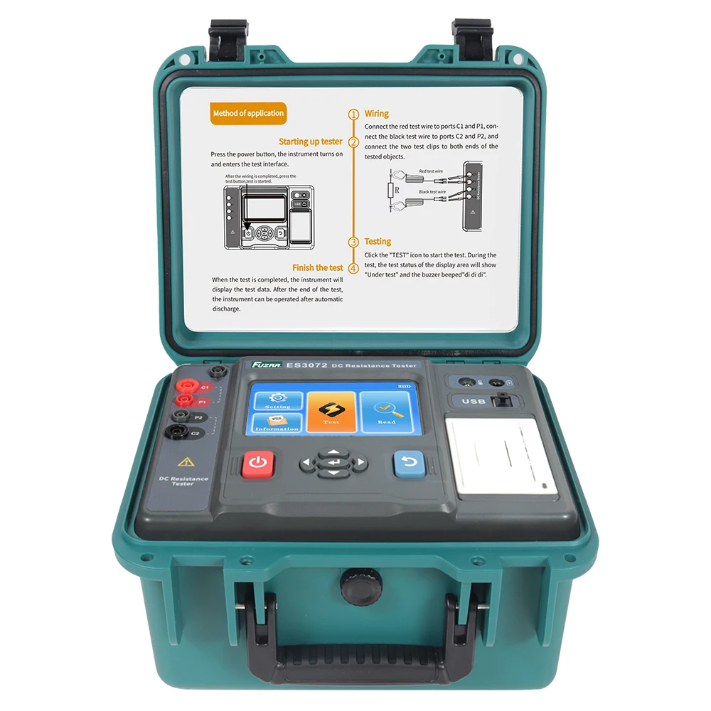 FUZRR ES3072 Resistance Quick Tester Four-Wire 20A Winding Resistance Tester Transformer