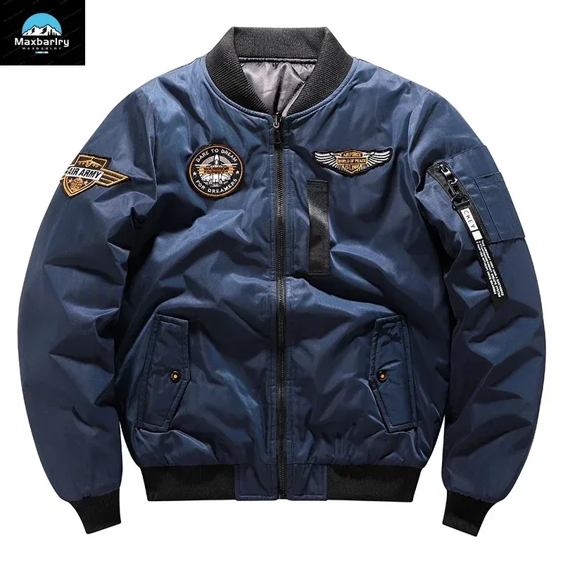 

MA-1 Baseball Jacket Men's Winter Plus Size Double Sided Thick Quilted Warmth Cargo Jacket Men's mountain Hunting Parker Coat