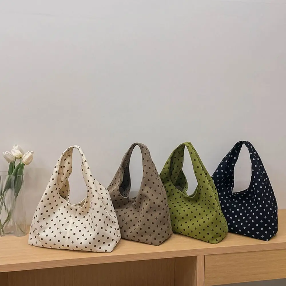 New Polka Dot Pattern Women Handbag Large Capacity Corduroy Shoulder Bag Casual Tote Bag Daily Commuting