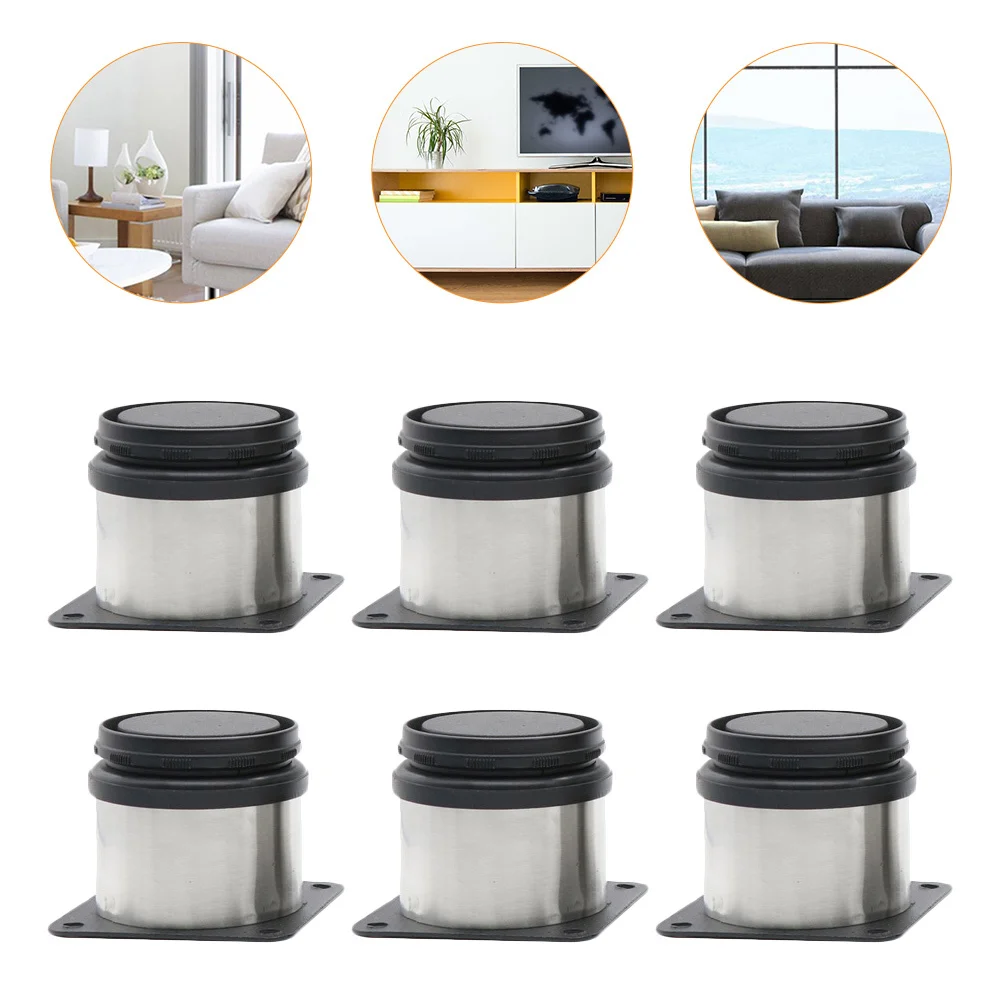 6 Pcs Adjustable Stainless Steel Furniture Legs Heavy Duty Table Desk Cabinet Sofa Bed Replacement Feet Durable Modern Design