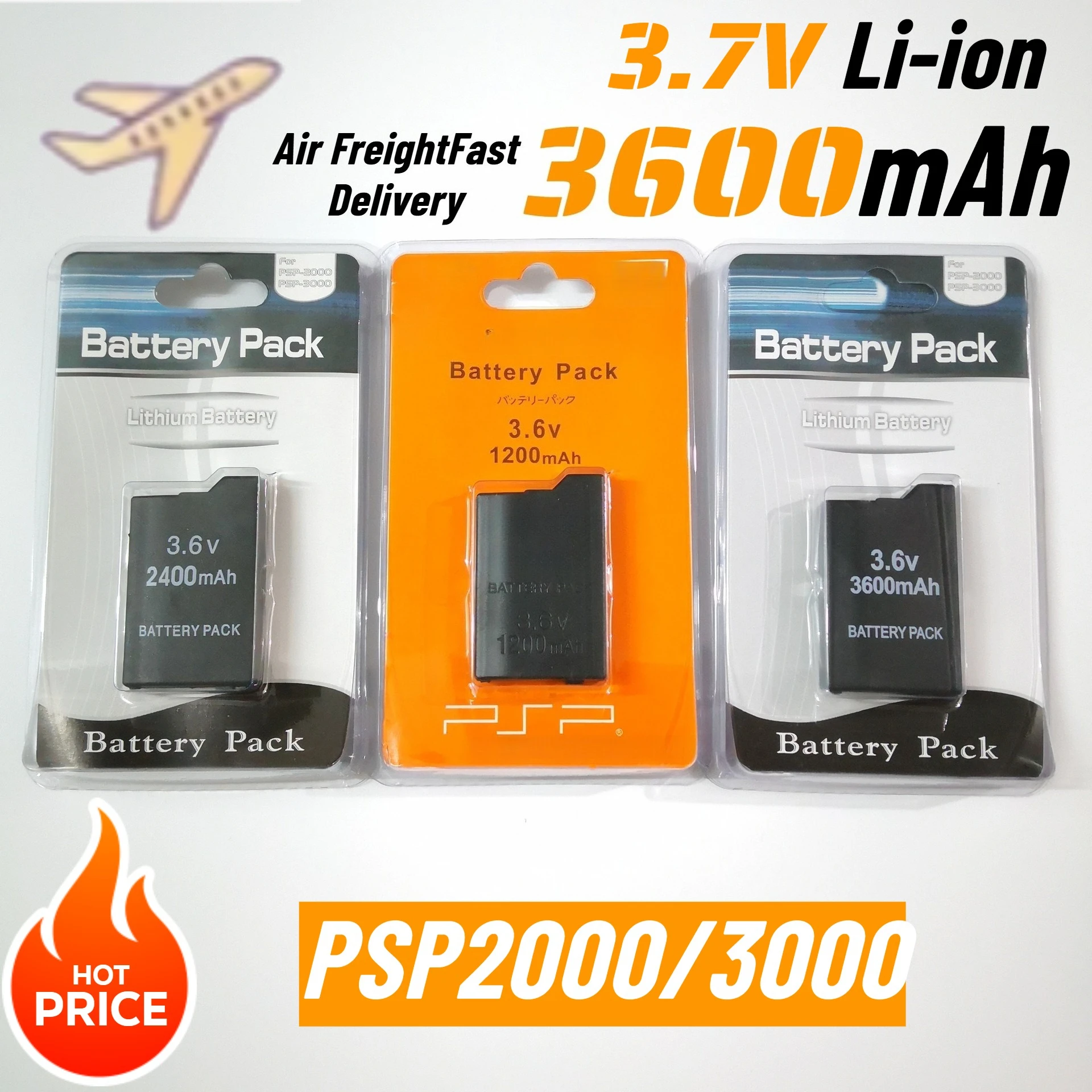 3600mAh para SONY PSP2000 consola de juegos portátil batería de respaldo 2400mAh para SONY PS Lite PSP-2000 PSP-3000 PSP-3004 baterías