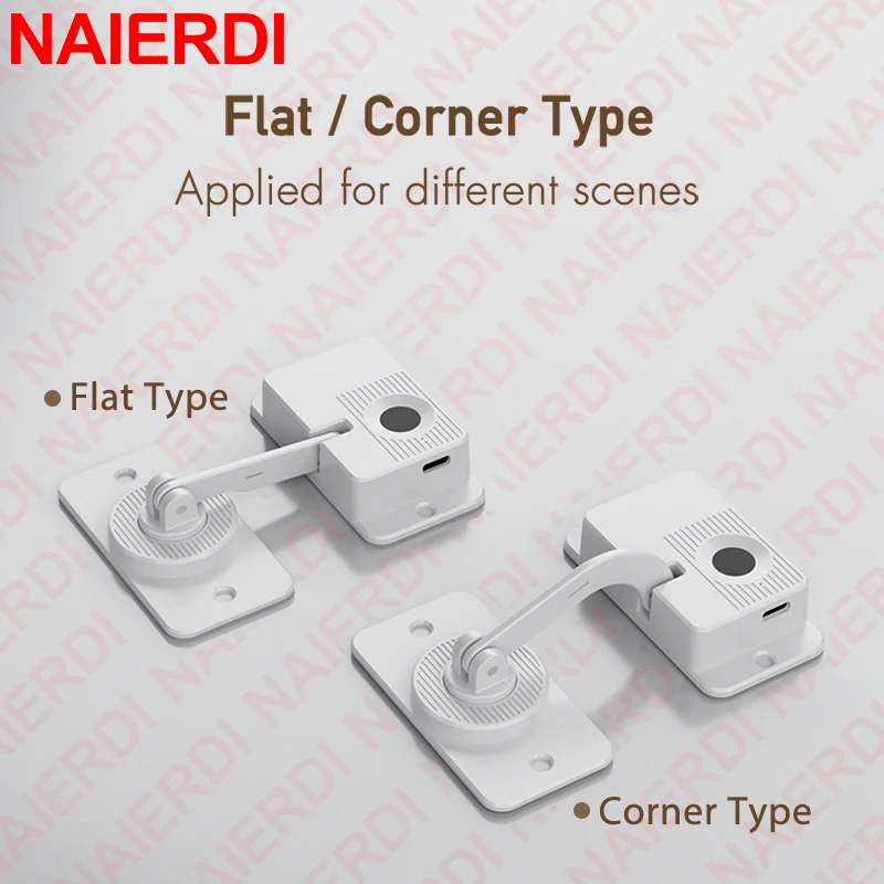 NAIERDI Smart Fingerprint Drawer Lock No Drill Keyless Child Safety Cabinet Lock Sliding Door Lock Security Windows Limit Lock