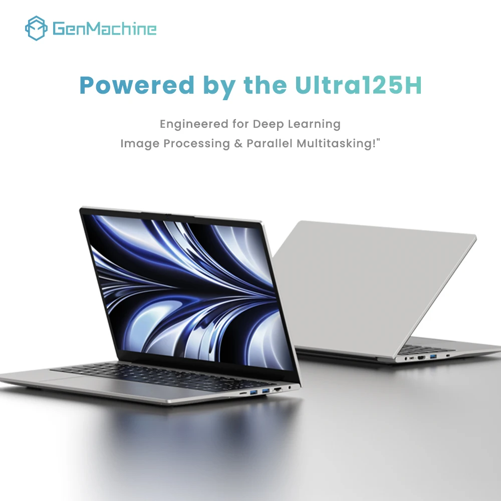 Genmachine 15.6” Laptop Computer Intel Core Ultra 125H 60Hz Arc Graphics DDR5 4800Mhz M.2 2280 NVME Business Gaming Laptops