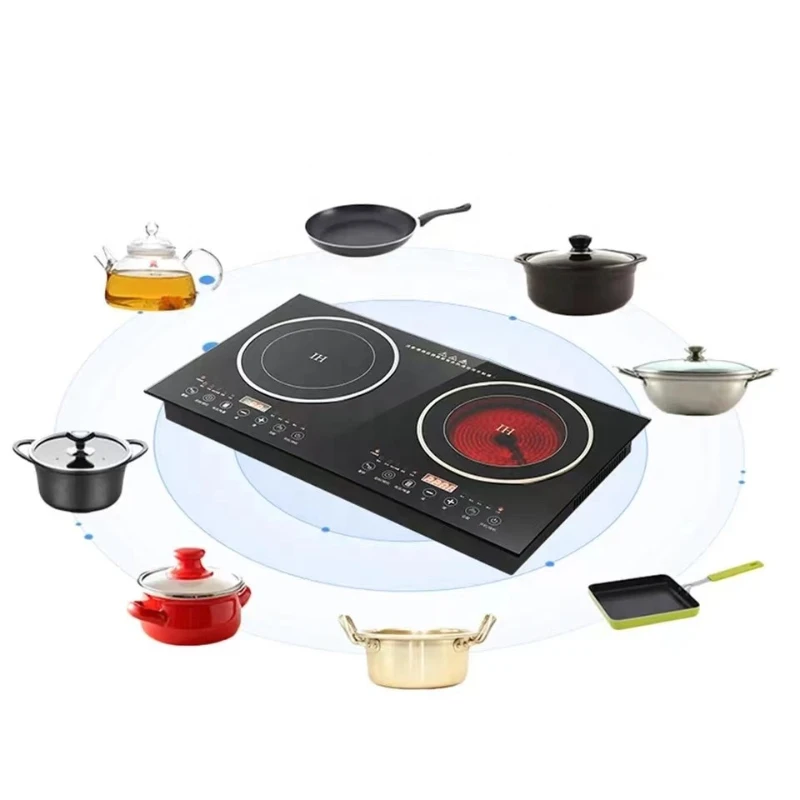 110V/220V Commercial 2 Hot Plates Electric Stove Induction Cookers  Double Induction Cooktop Touch Screen Gas Stove