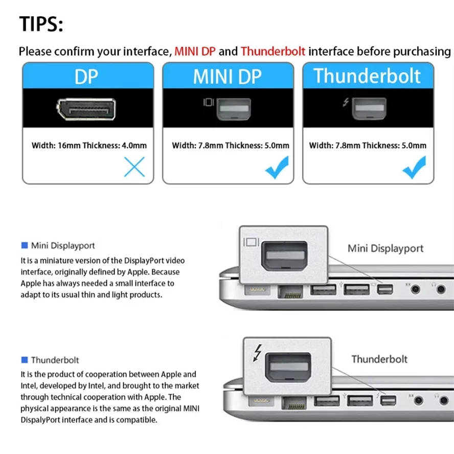 محول Mini DP Thunderbolt إلى HDMI محول Connecto 4K x 2K 1080P لجهاز عرض شاشة الكمبيوتر المحمول MacBook السطحية
