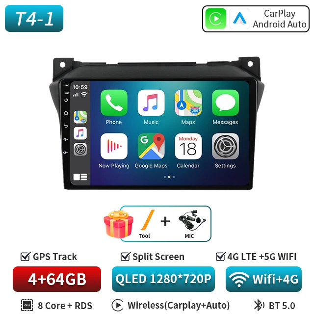 Autoradio Voor SUZUKI Alto Nissan Pixo 2009-2017 GPS Navigatie Android Auto Stereo Multimedia Speler Audio Head Unit 5G 2 DIN