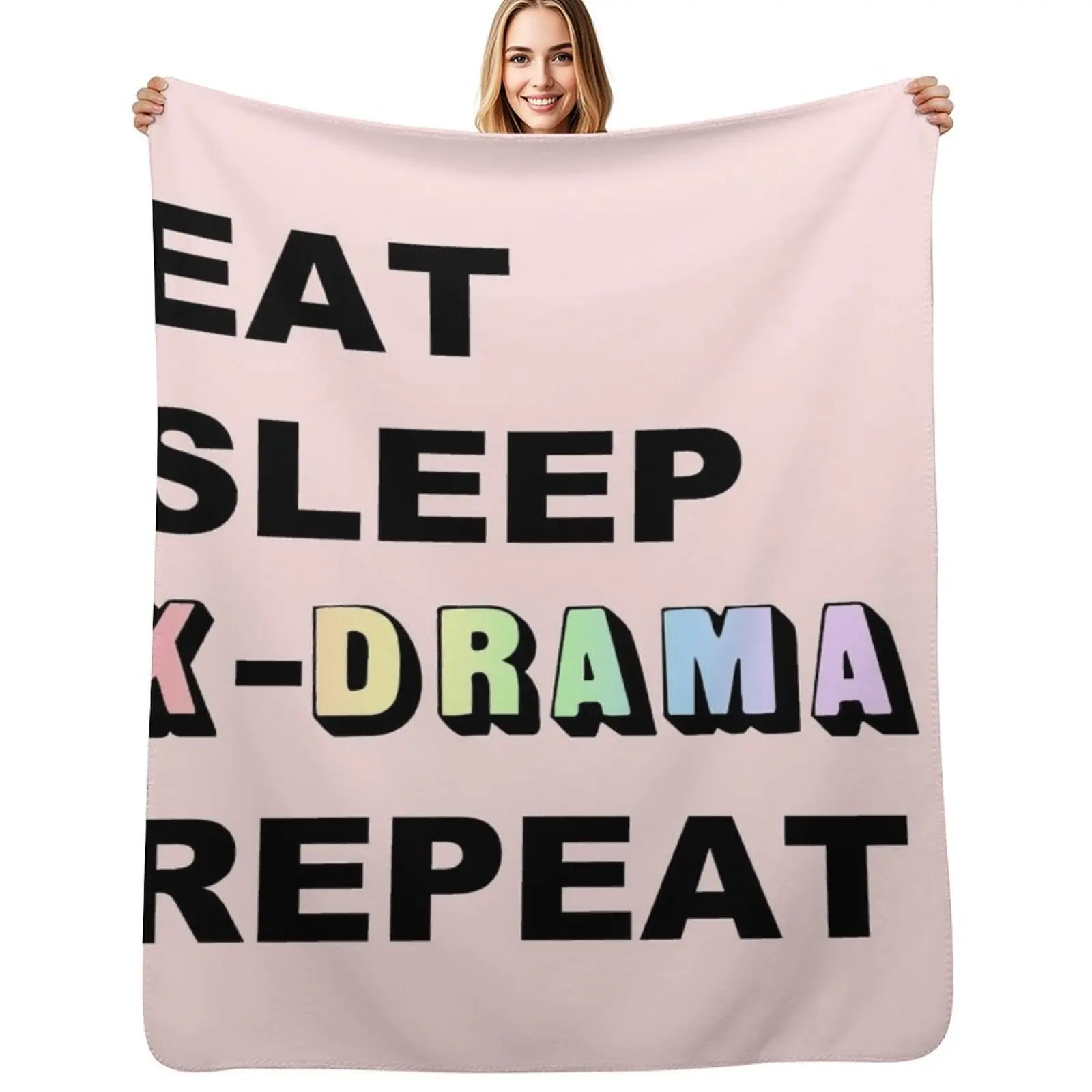 Eat Sleep K-Drama Repeat Throw Blanket Giant Sofa Plush Retros Flannels Custom Bed covers Blankets