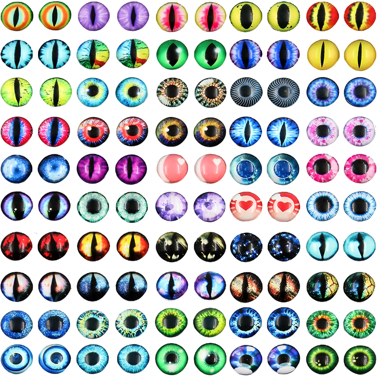 

100Pcs 8-12mm Glass Eyes Cabochons Cat Eyes DIY Retro Jewelry Accessories Time Gem With Picture Eye Cabochon Glass Patch