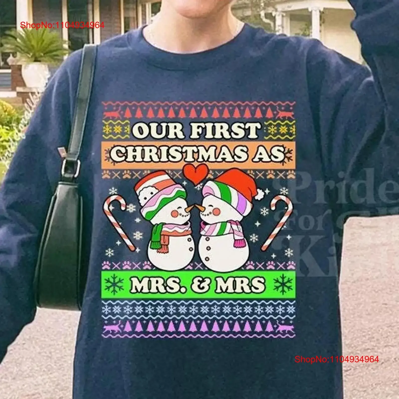 عيد الميلاد الأول لدينا كالزوجين المثليين والغريبين سويت تي شيرت العروس والزوجة هدية عتيقة مغسولة قليلاً