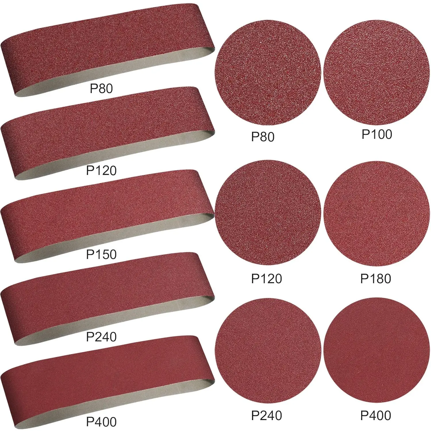 

22-Piece Sanding Belt and Disc Set with 4x36 Belts and 6 Inch Discs for Woodworking