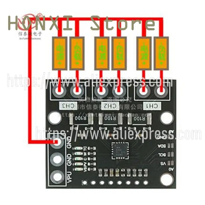 Módulo bidirecional ina3221, monitor lateral i2c da tensão/current/power do alto e baixo, no. 3, 1 parte