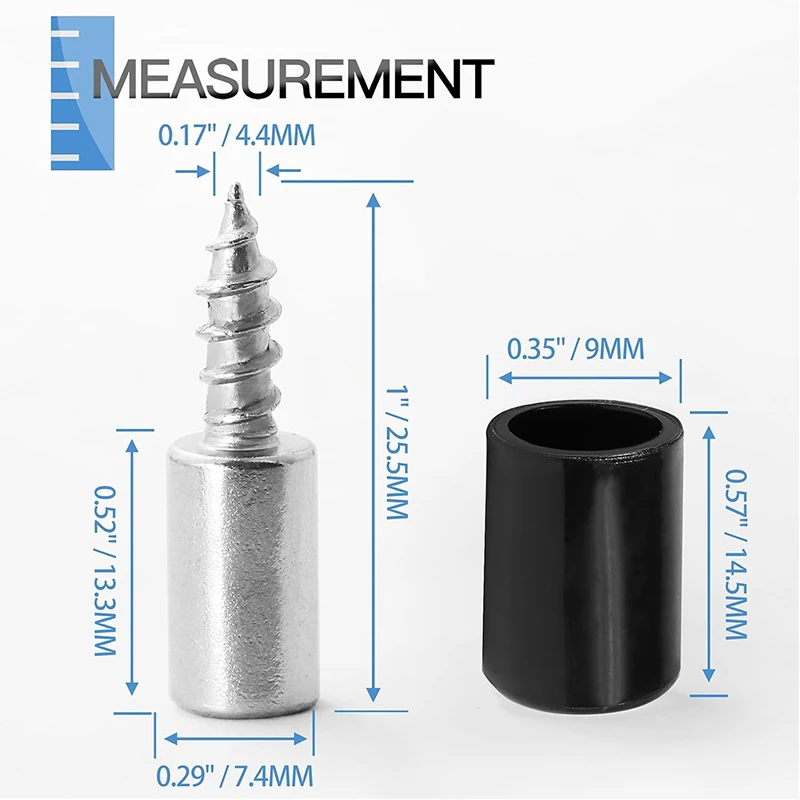 12-40pcs, Screw in Shelf Pins with Anti-Slip Black Sleeve, Nickel Plated Shelf Pegs Cabinet Shelf Holders Shelf Support Pegs