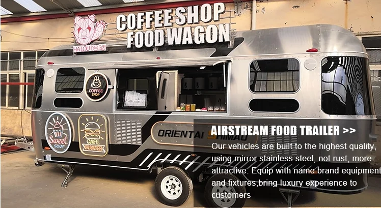 Airstream Food Trailer Coffee Bar Truck Mobile Kitchen Catering Equipment Ice Cream Bubble Tea Hot Dog Snack Cart with CE