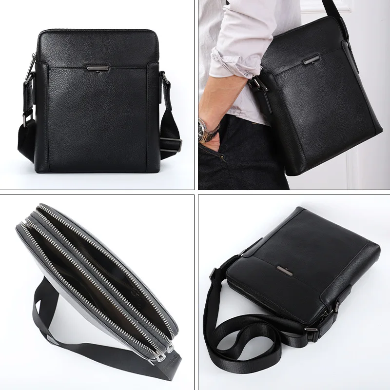 Me's Crossbody سعة كبيرة الأعمال Commutig بسيط رسول حقيبة الرجال طبقة علوية من الجلد جلد البقر موضة حقيبة الظهر Sigle الكتف #3