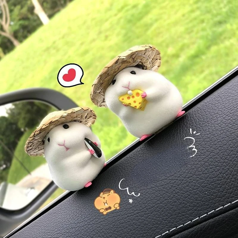 

Cartoon Hamster Car Ornaments Accessories Anime Home Appliance Interior Woman Car Decor Q Version Model Accessories For Vehicles