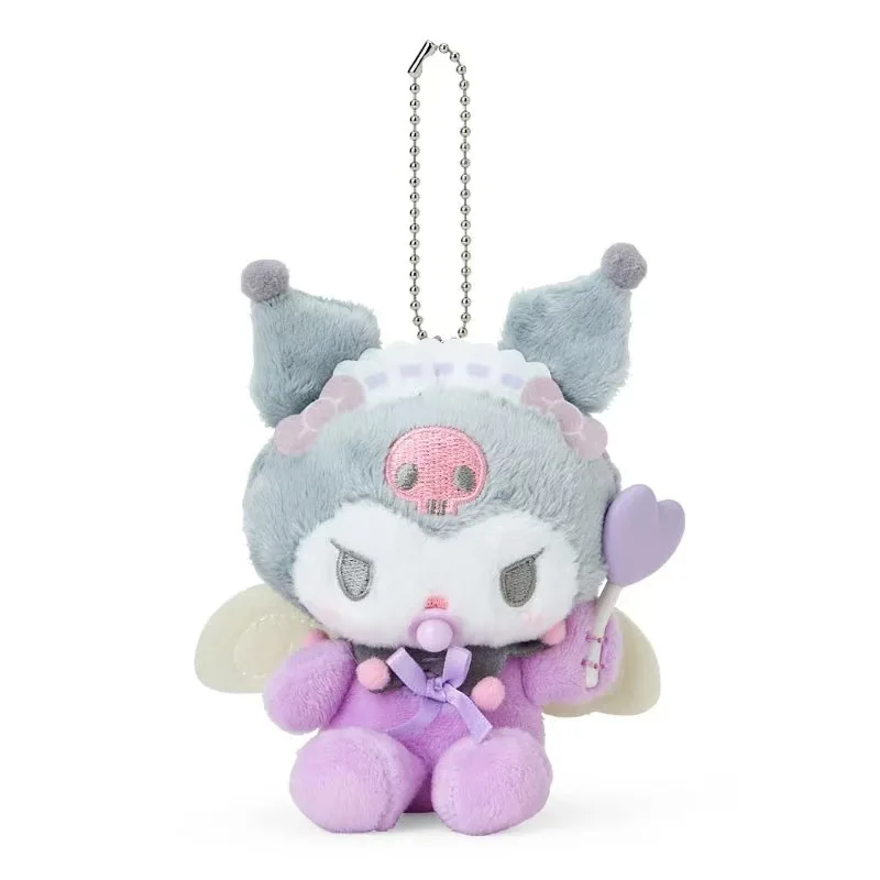 12cm Uroczy Kreskówkowy Sanrio Aniołek Dziecko Diabełek Smoczek Seria Kuromi My Melody Hello Kitty Pluszowa Lalka Brelok Zawieszka do Torby Zabawka Prezent