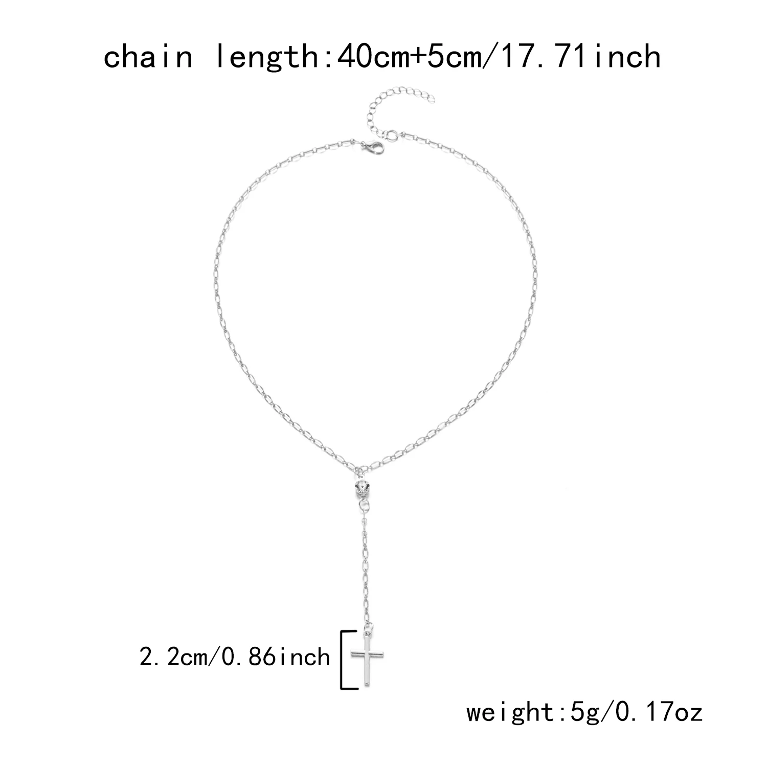 Vintage Silberfarbene Totenkopf-Kreuz Y-Halskette für Frauen Gotischer Grunge Langer Kettenanhänger Y2K Ästhetik Accessoires Schmuck Geschenk – Detail 8