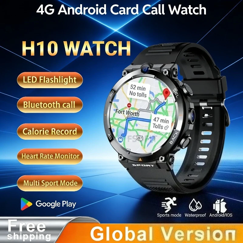 

Смарт-часы 4G Android H10, SIM-карта, Wi-Fi, видеозвонок, GPS, водонепроницаемый фитнес-трекер для мужчин и женщин