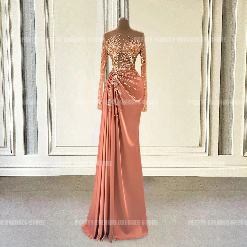 Luksusowe kryształowe dubajskie arabskie suknie wieczorowe damskie syrenka seksowny blask formalne suknie na bal maturalny Vestidos De Fiesta dostosowane