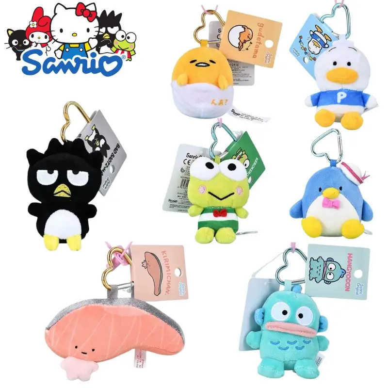 Kawaii Sanrios Gudetama Sam Gudetama Ahiru no Pekkle Plush Doll Keychain Hangyodon keyring My Melody Stuffed Backpack Pendant