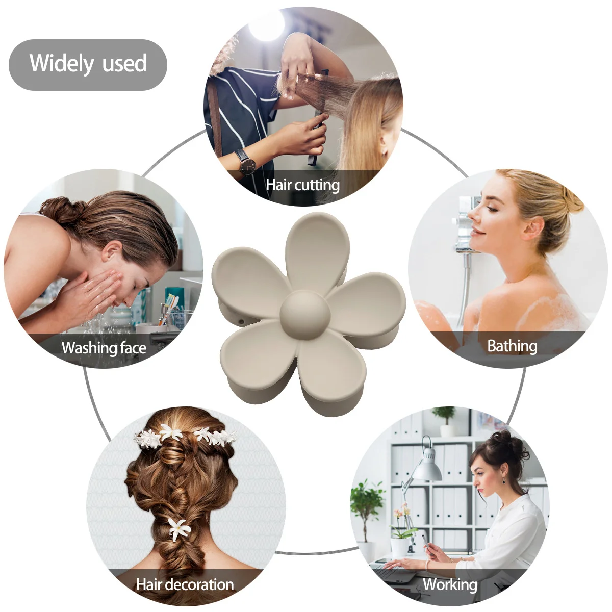 Frosted Flower Grab Clip Hair Accessories Back of the Head Plate Hair Sweet Five Petal Flower Hair Grab Female Temperament