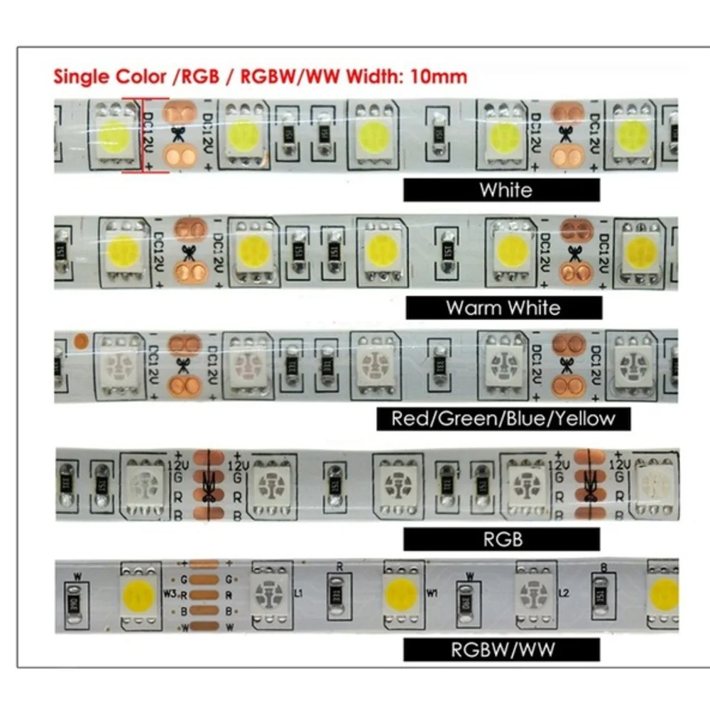 LED Strip 5050 RGB CCT RGBCCT RGB White Lights 12V 24V Waterproof 5M 300LED Blue Warm White LED Tape Lights Flexible