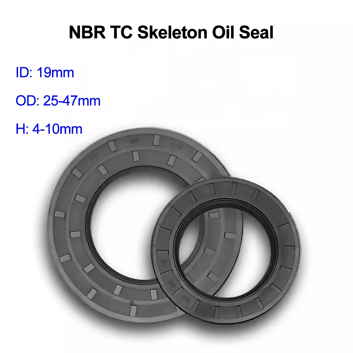 

Black NBR TC/FB/TG4 Skeleton Oil Seal ID 19mm OD 25-47mm Thickness 4-10mm Nitrile Butadiene Rubber Gasket Sealing Rings