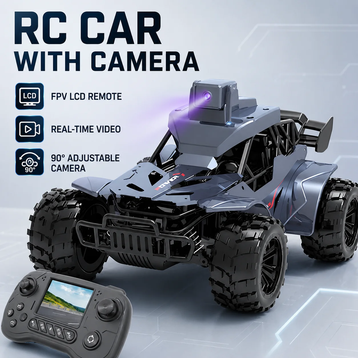 HY93 RC Car with Camera FPV LCD Screen Remote 1:16 Real Time Video Voice Intercom 2.4G Off Road Exploration Truck