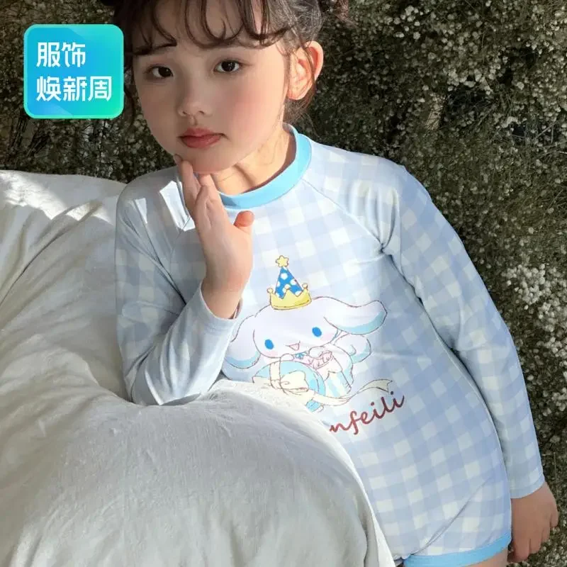 

Swimsuit Kawaii Sanrio Cinnamoroll Anime figure child swim train Conjoined Flat angle zipper New Quickly do festival Gift