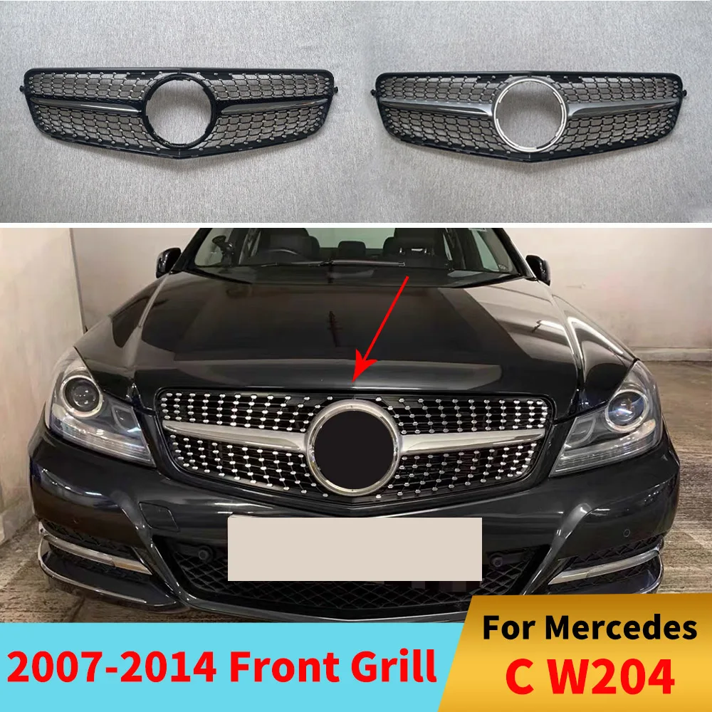 

Diamond Style Front Inlet Grille Racing Bumper Grill Trim For Mercedes W204 C204 S204 Coupe Benz C 2007-2014 C180 C250 C300 C200