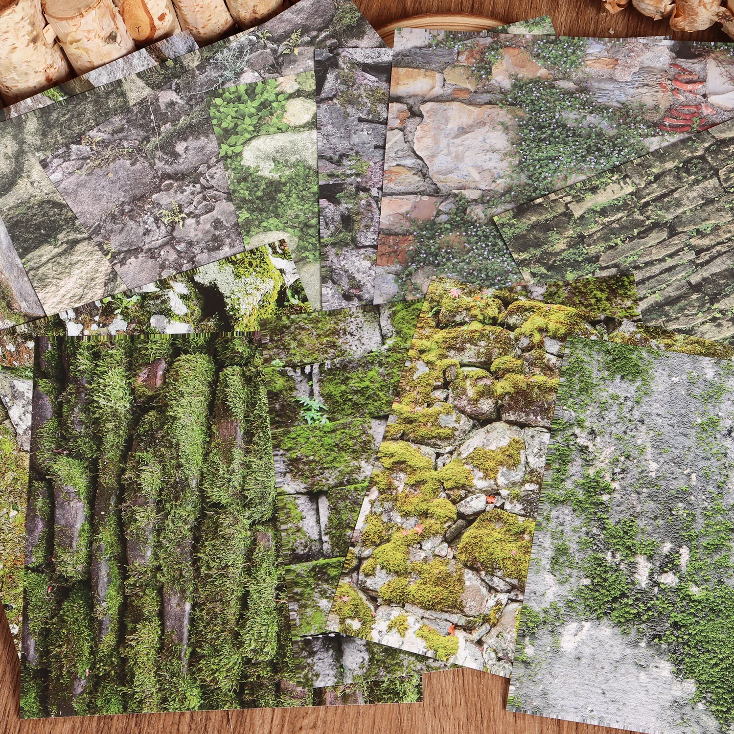 12 Blatt Steinwand Landschaft Hintergrund große selbstklebende Scrapbook-Aufkleber, für Hintergrundpad, Scrapbooking-Zubehör – Detail 6