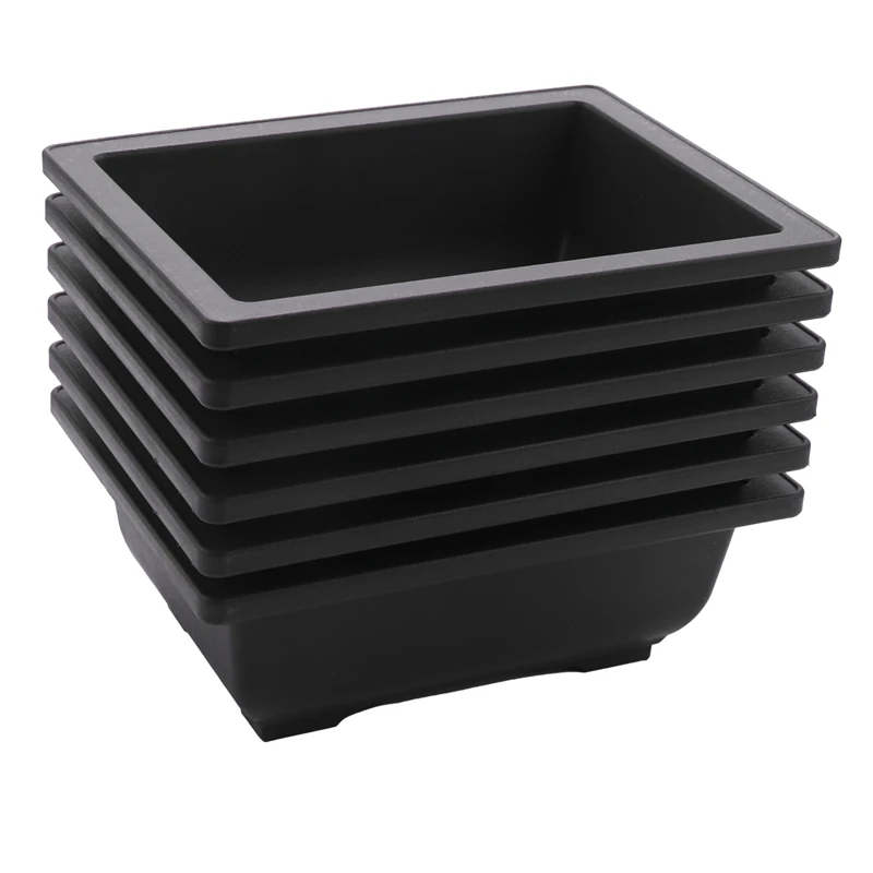 أوعية بونساي مكونة من 6 قطع - صينية رطبة عميقة كلاسيكية مع شبكة مدمجة للنباتات والزهور والأعشاب والأواني البلاستيكية المربعة-AA80