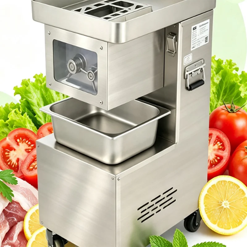 New Commercial Automatic Meat Slicer Machine Alloy Steel Blade Removable Blade for Frozen Pork Lamb Steak Restaurant Food
