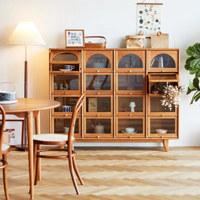 HJ Display Cabinet Japanese Style Locker Multi-Grid Sideboard  Chest of Drawers Storage Entrance