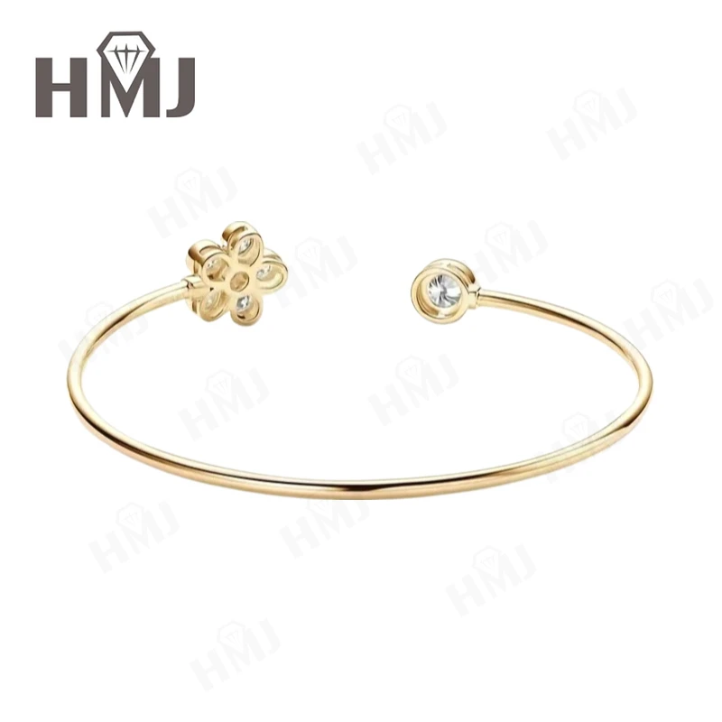 

Bezel Set Open Bangle Moissanite Bracelet 925 Sterling Silver for Women Jewelry Charms ​Factory Outlet Hypoallergenic Elegant