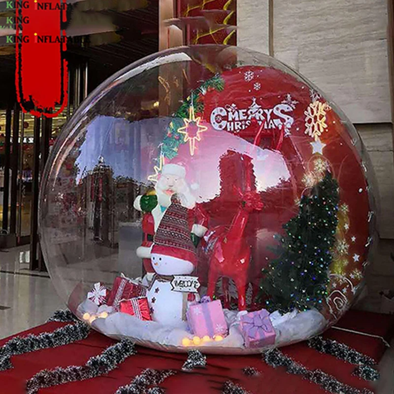 Globo de nieve inflable de Navidad, casa de burbujas transparente, fondo fotográfico, tienda de burbujas, cúpula de aire, globo de nieve, telón de fondo para fotomatón
