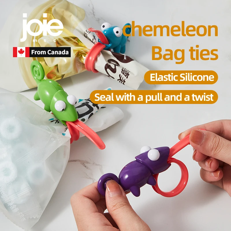 Joie Bag Ties camaleón Clips de sellado de alimentos sellado de aperitivos frescura prevención de humedad paquete de alambre almacenamiento cinta rodante artículo de cocina