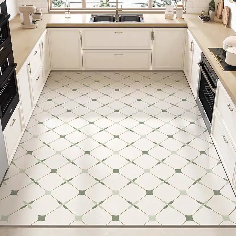 

Kitchen Carpet Large Area Rug Pvc Floor Mat Waterproof Oil-proof Leather Foot Mats Home Decoration Plaid Rugs Alfombra De Cocina