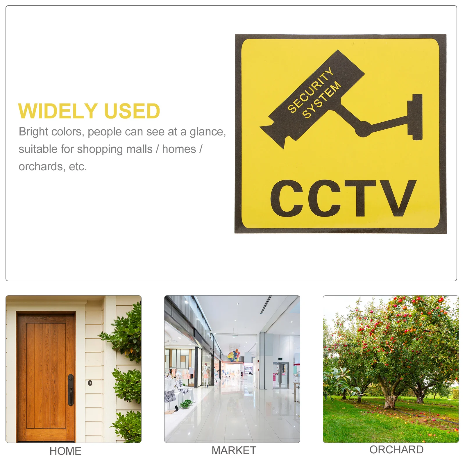 10pcs Camera Monitoring Sticker Self-Adhesive Video Warning Decal For Home Office Porch Security Surveillance Sign School Safety
